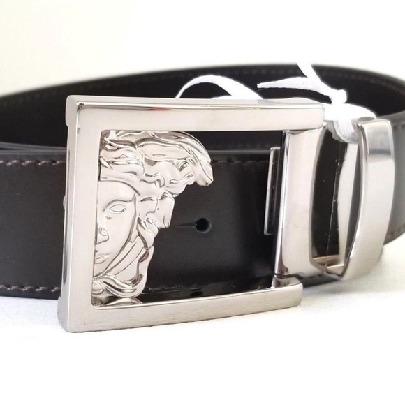 NEW Versace Collection 3D Logo Leather belt Brown - Picture 5 of 8